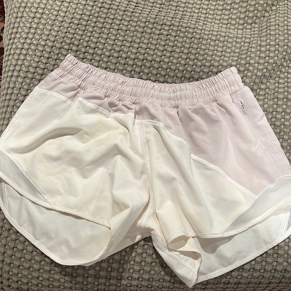 Lulu shorts! Lightly worn! White/pink ish combo!